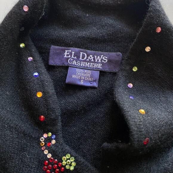 EL Daws 100% Cashmere Black Sweater Womens Size S Crewneck Knit - Picture 2 of 8